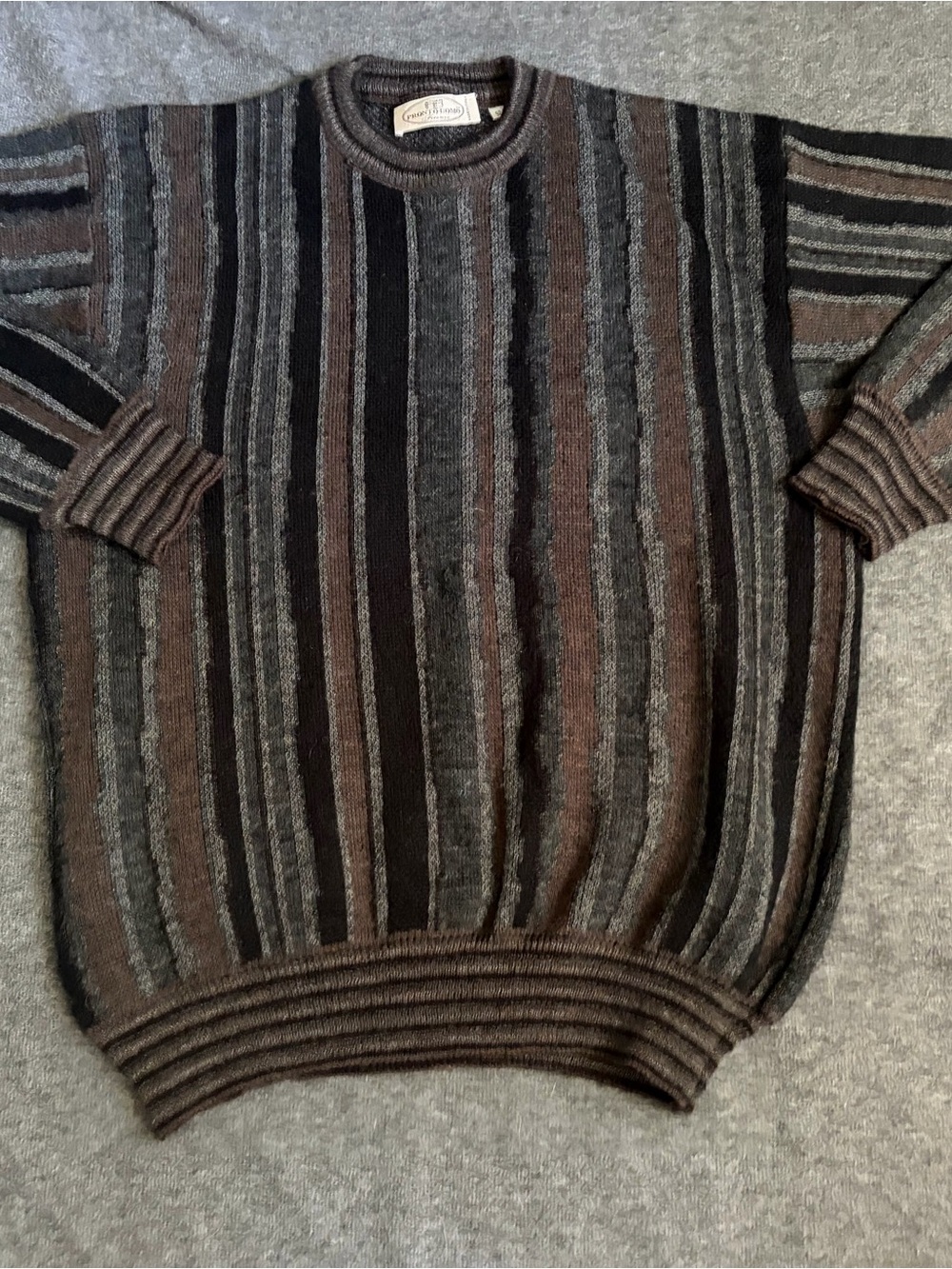 Pronto Uomo Firenze Men's Striped Ribbed Knit Crewneck Pullover Sweater 52/L